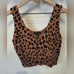 AQUA - Women's Cropped Leopard-Print Tank Top NWT - Small